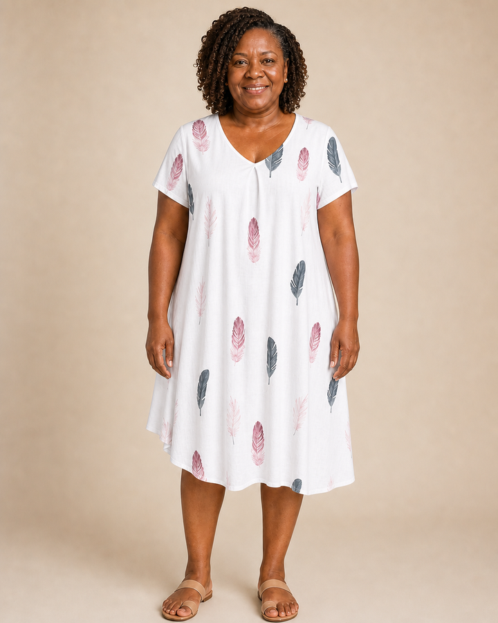 Solenne | Feather Print Relaxed Dress