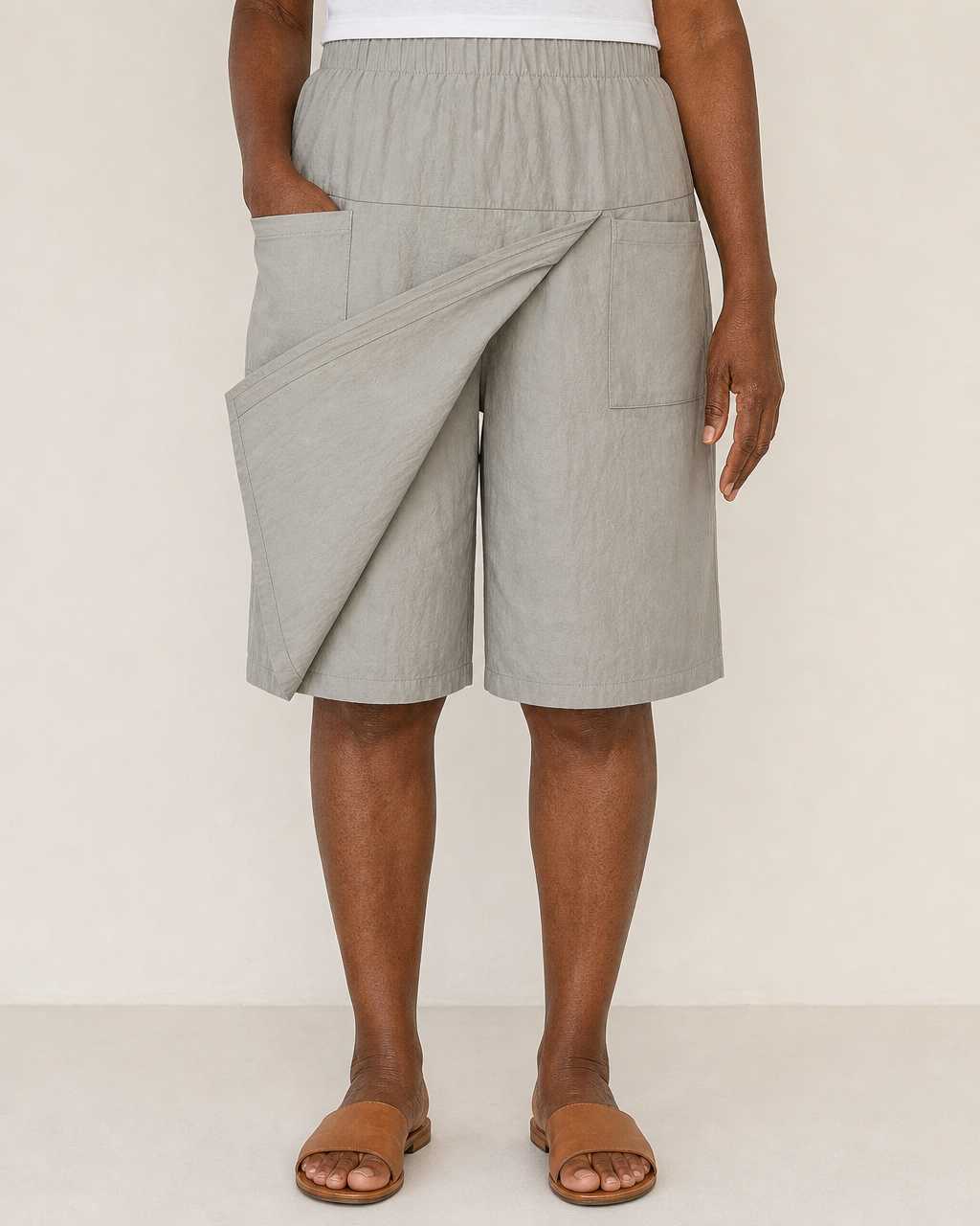 Liberty | Elastic Waist Freedom Skort — Light Gray