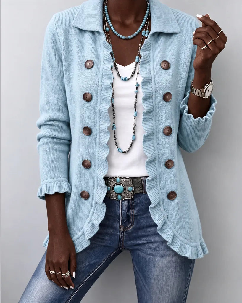 Wema | Light Blue Vintage Ruffle Knit Jacket