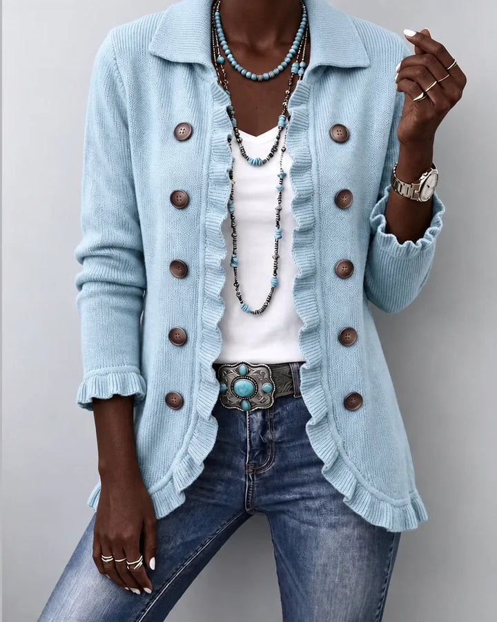 Wema | Light Blue Vintage Ruffle Knit Jacket