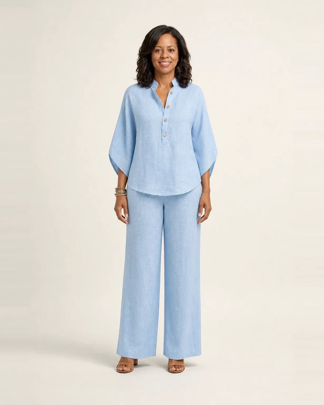 Zerah | Linen Two-Piece Set — Light Blue