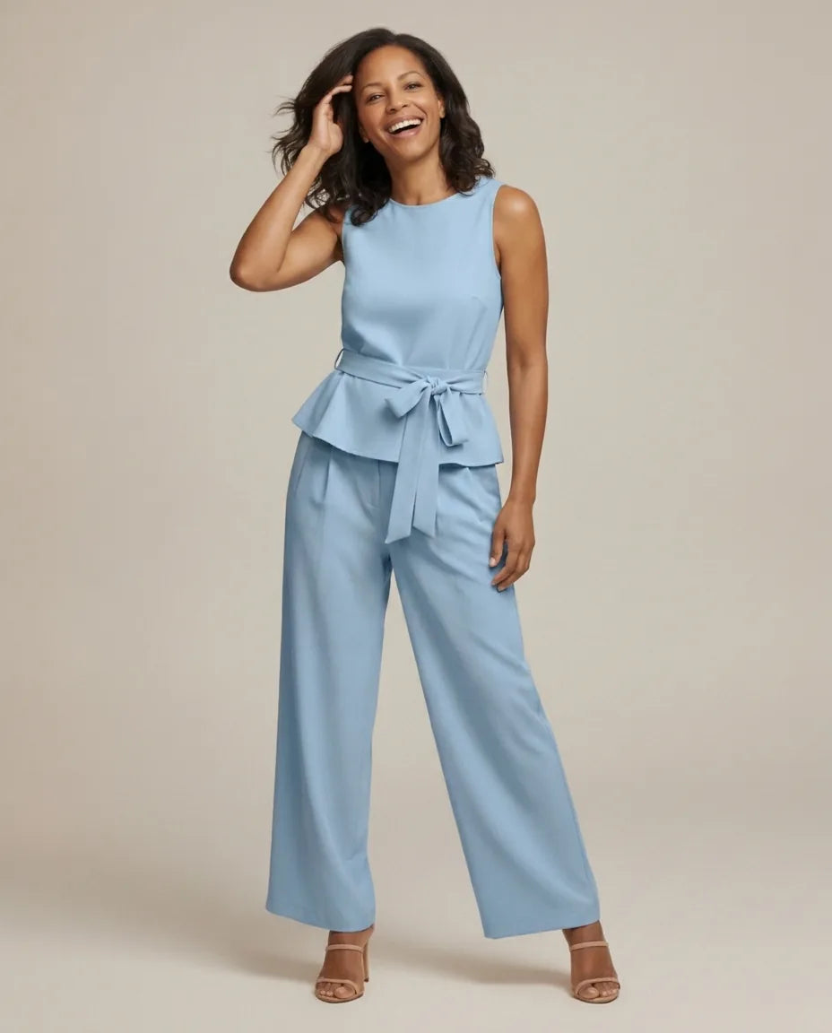 Camila | Tie-Waist Peplum Two-Piece Set