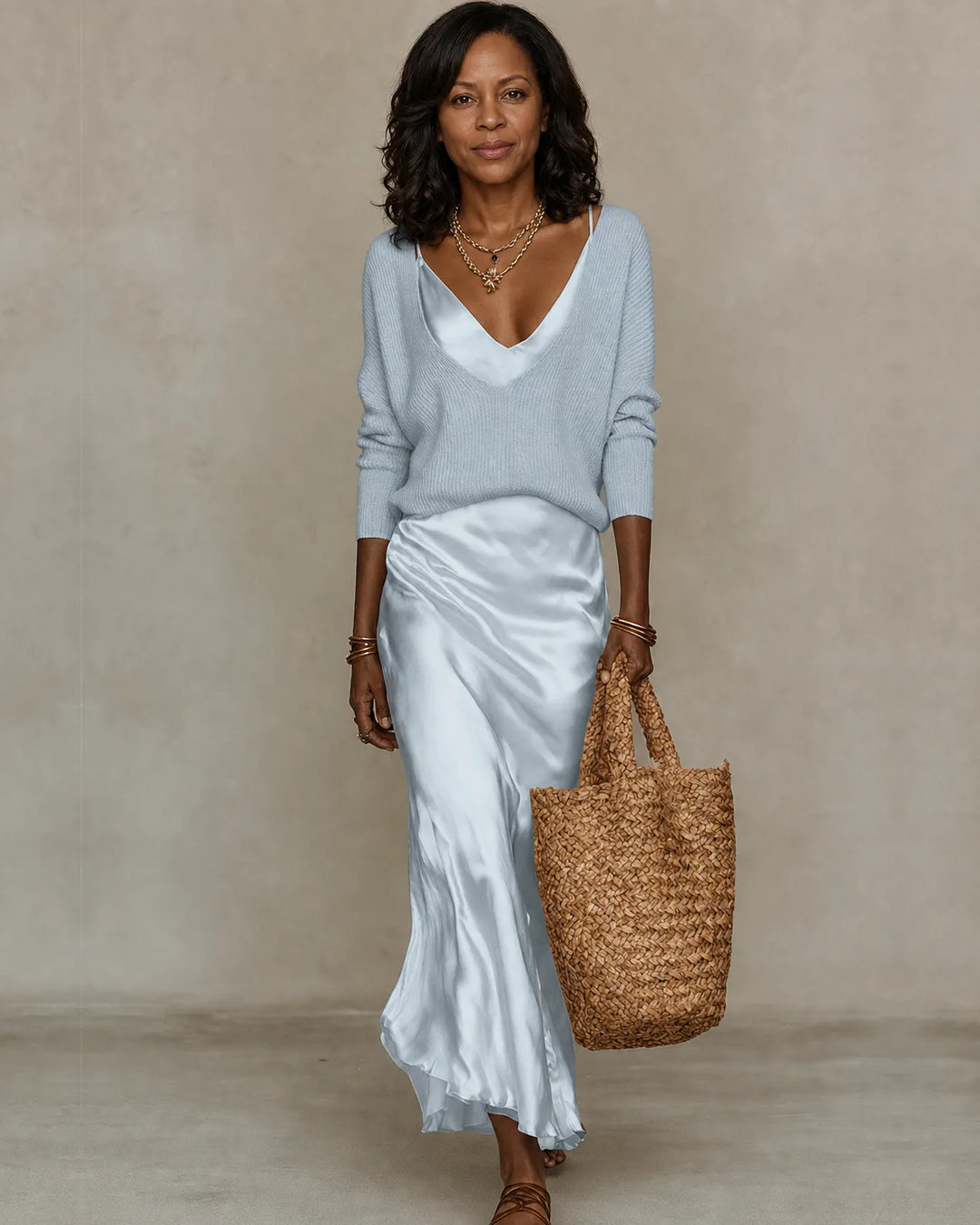 Anaïs | Satin Draped Midi Dress