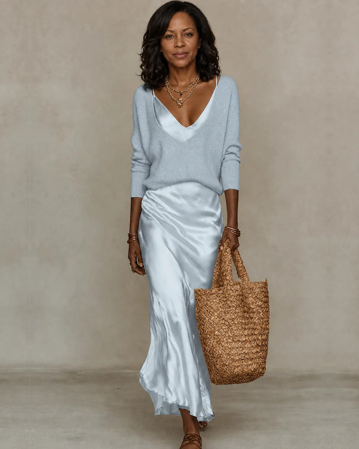 Anaïs | Satin Draped Midi Dress