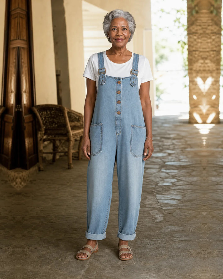 Alicia | Vintage Cotton Denim Overall with Adjustable Straps