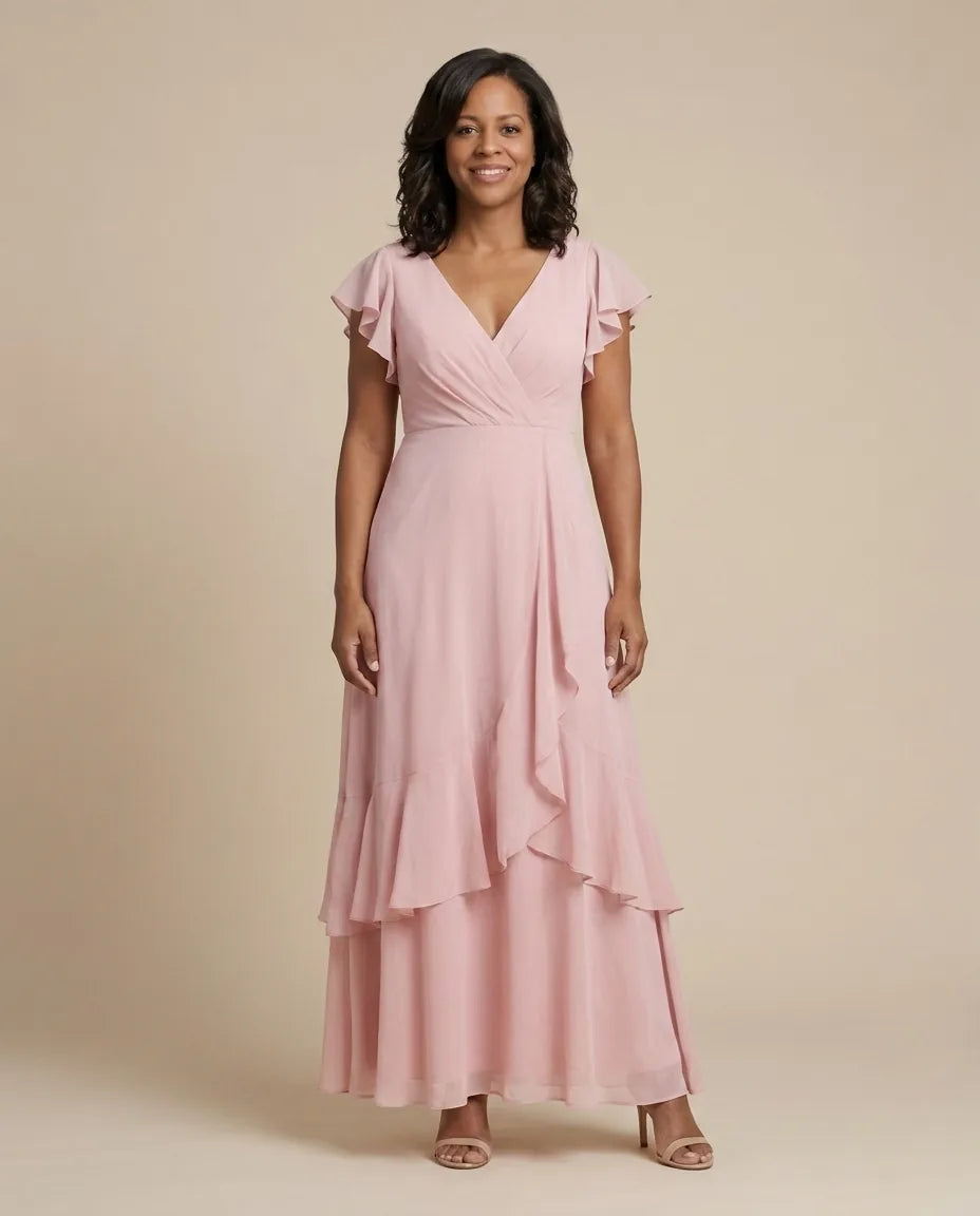Zoe | Light Pink Elegant Wedding Maxi Dress