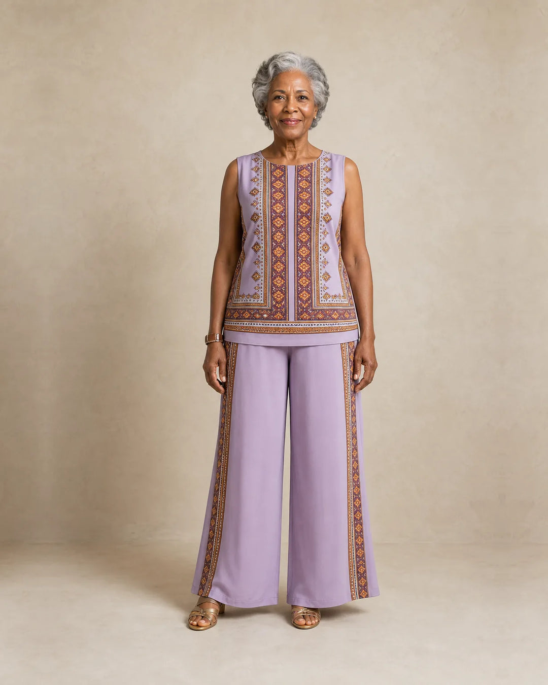Sierra | Sleeveless Print Top & Wide-Leg Set
