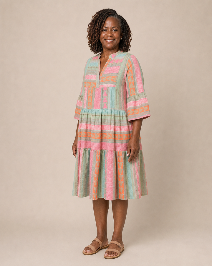 Ottoline | Ivory Cotton-Linen A-Line Dress