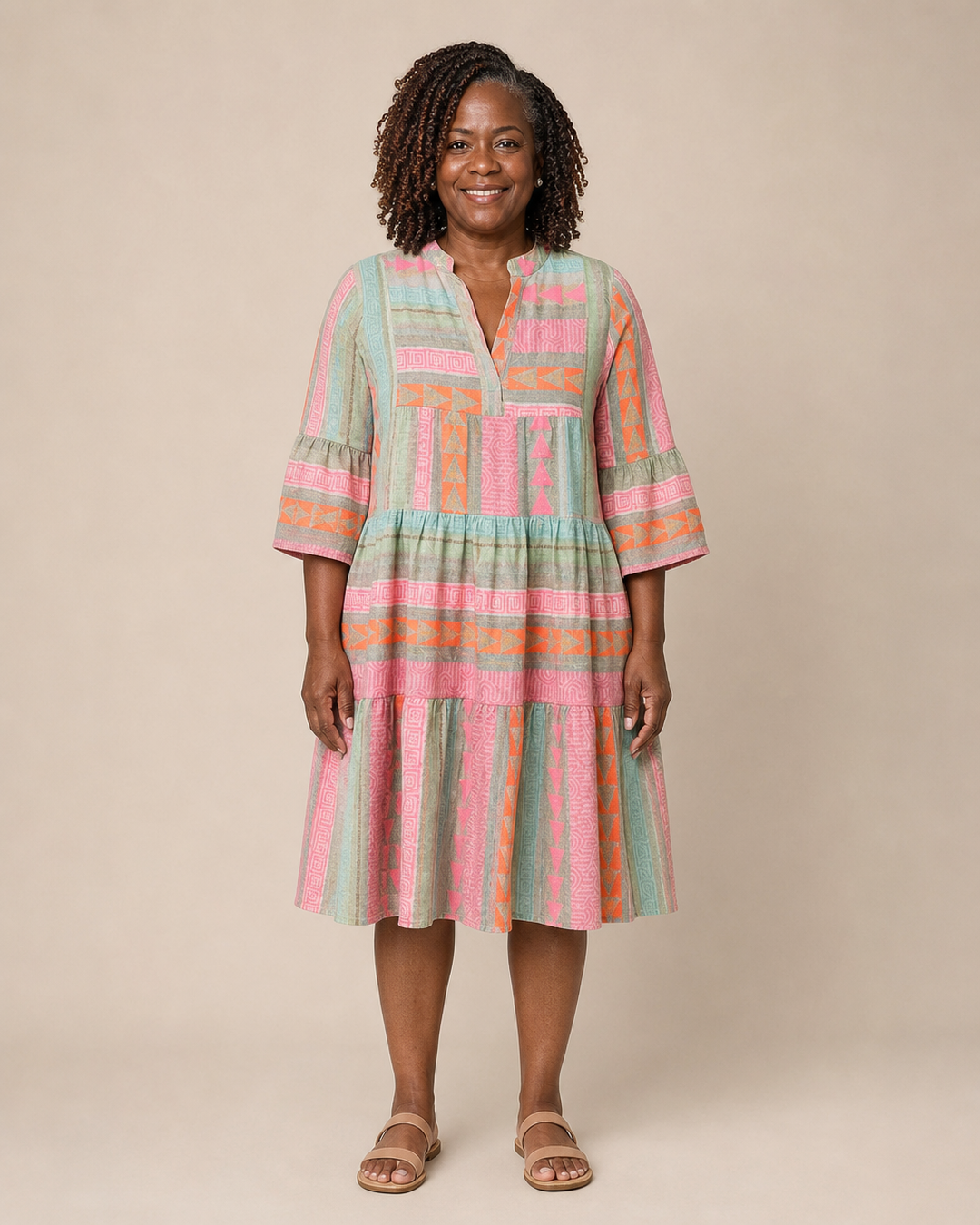 Ottoline | Ivory Cotton-Linen A-Line Dress