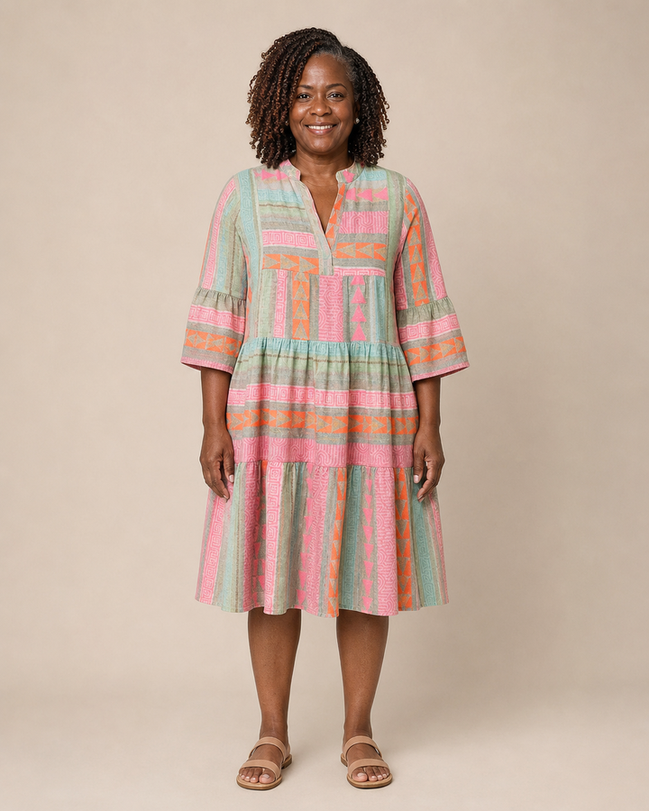 Ottoline | Ivory Cotton-Linen A-Line Dress
