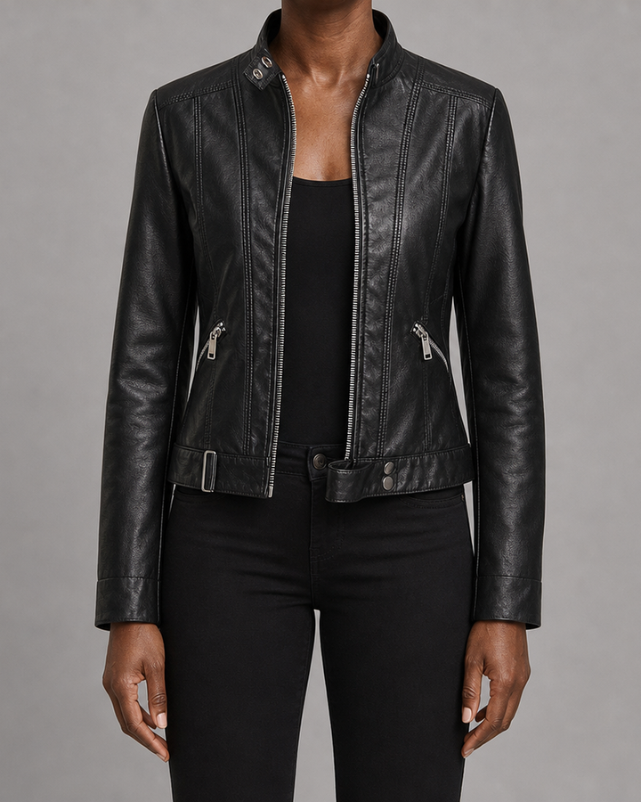 Ivy | Cropped Stand-Collar Moto Jacket