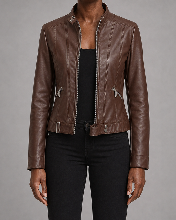 Ivy | Cropped Stand-Collar Moto Jacket