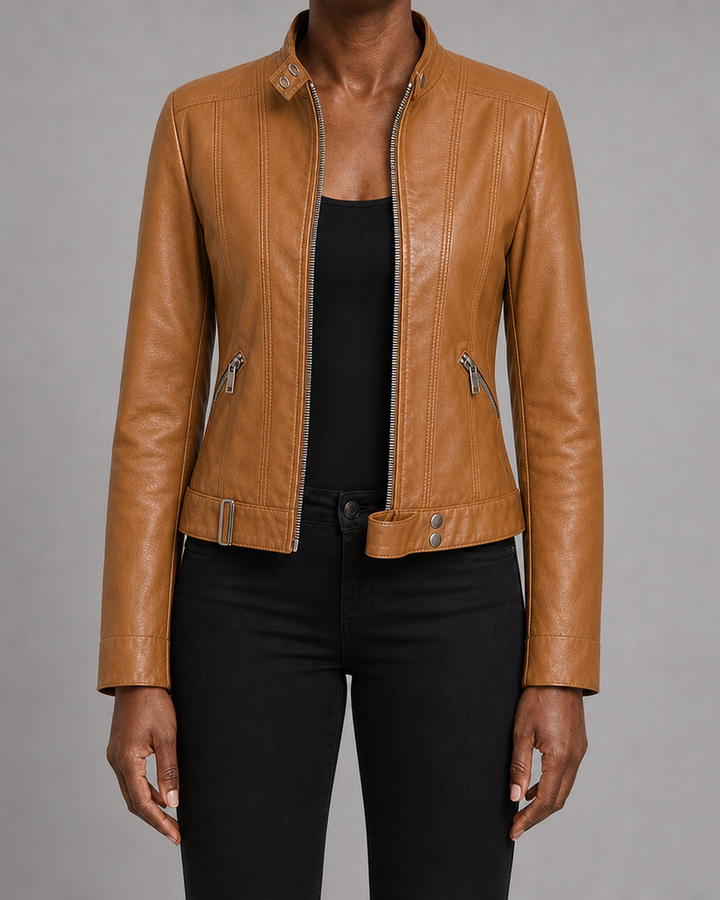 Ivy | Cropped Stand-Collar Moto Jacket