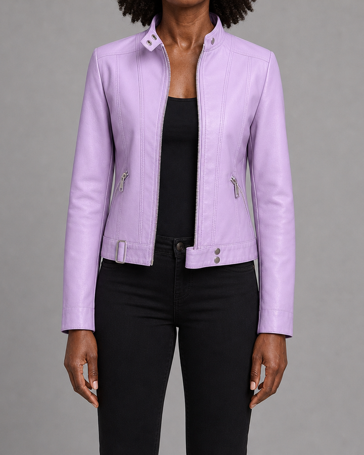 Ivy | Cropped Stand-Collar Moto Jacket