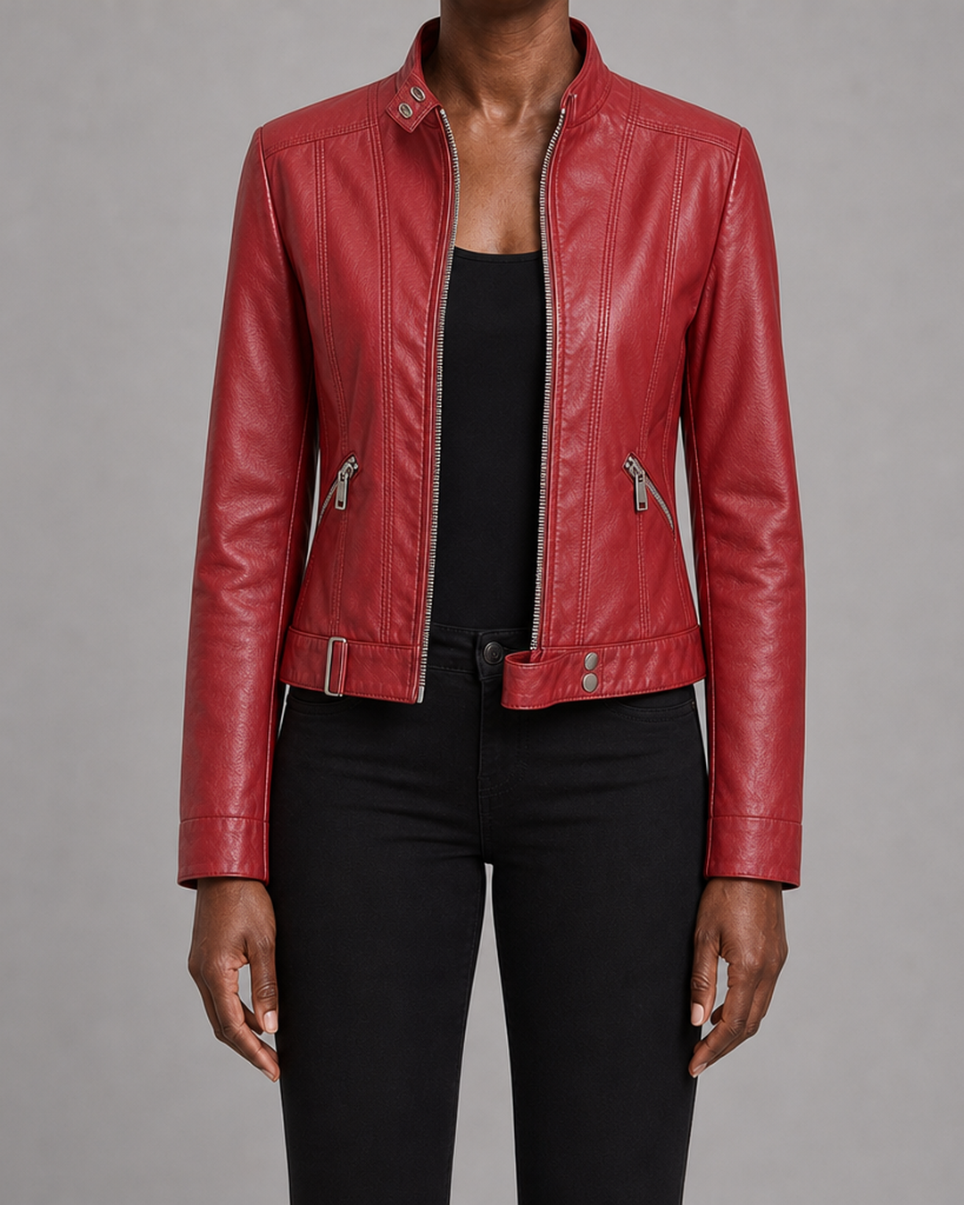 Ivy | Cropped Stand-Collar Moto Jacket