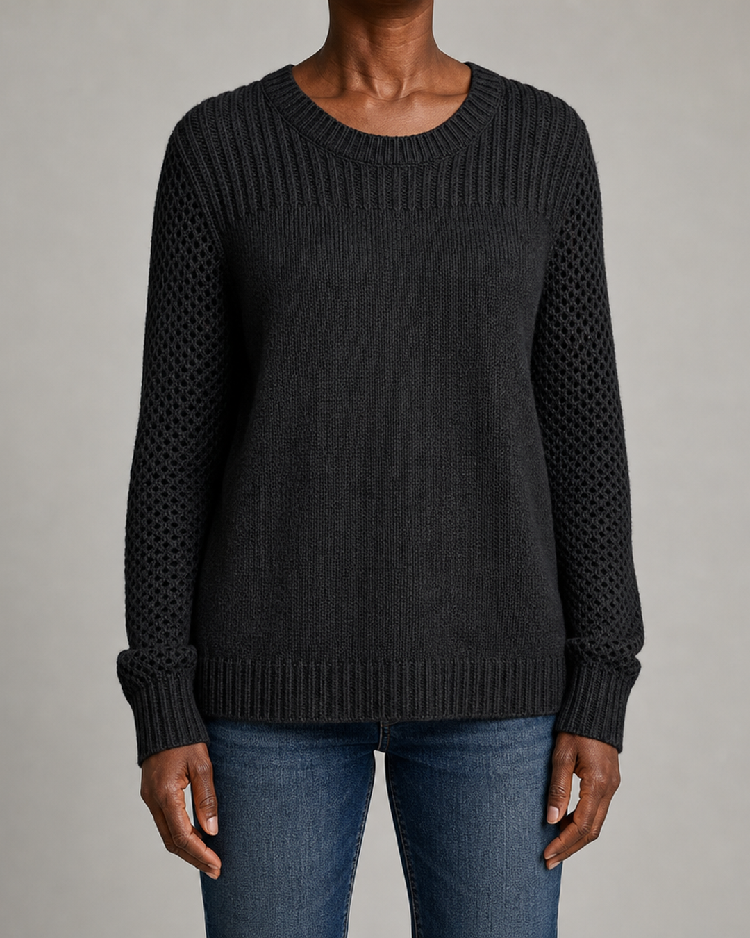 Lirienne | Textured Open-Knit Sleeves Sweater