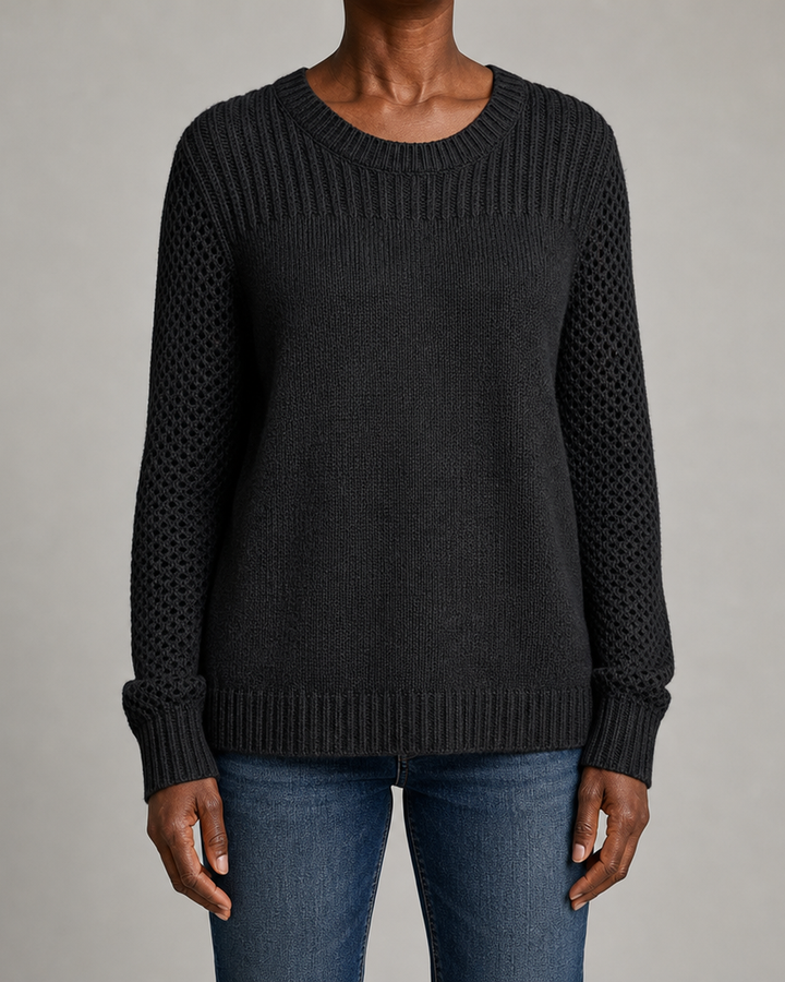 Lirienne | Textured Open-Knit Sleeves Sweater