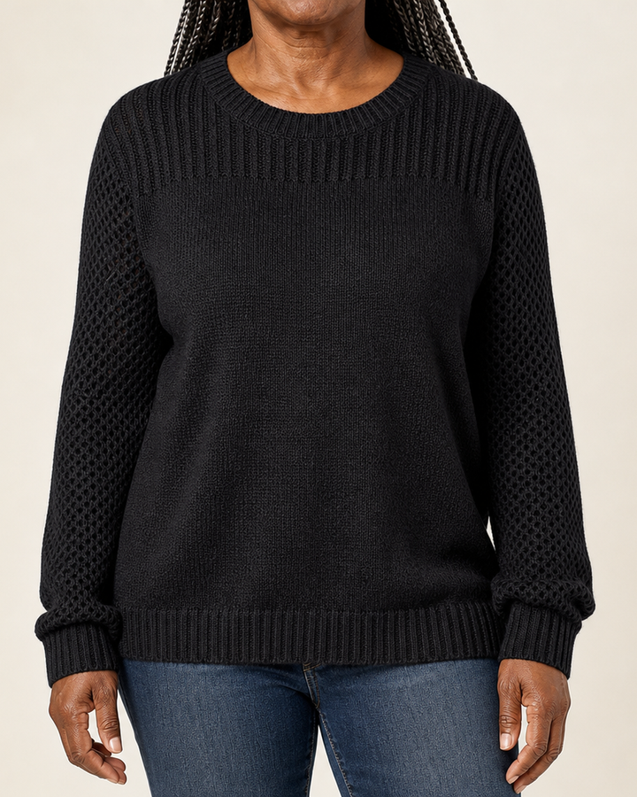 Benita | Textured Open-Knit Sleeves Sweater