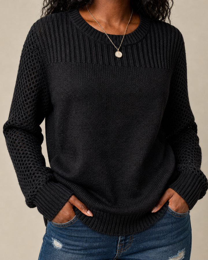 Lirienne | Textured Open-Knit Sleeves Sweater