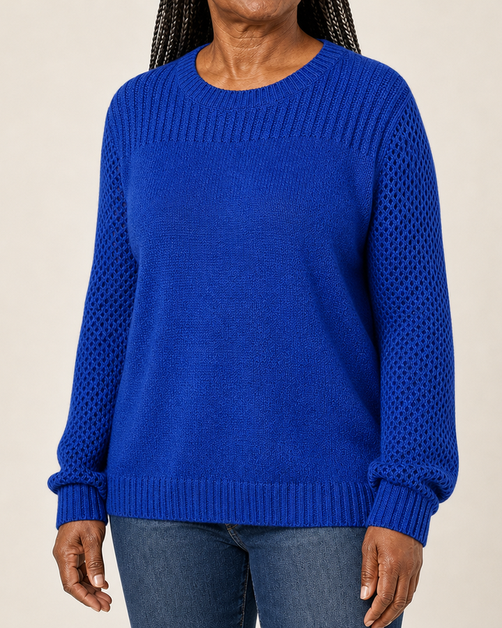 Benita | Textured Open-Knit Sleeves Sweater