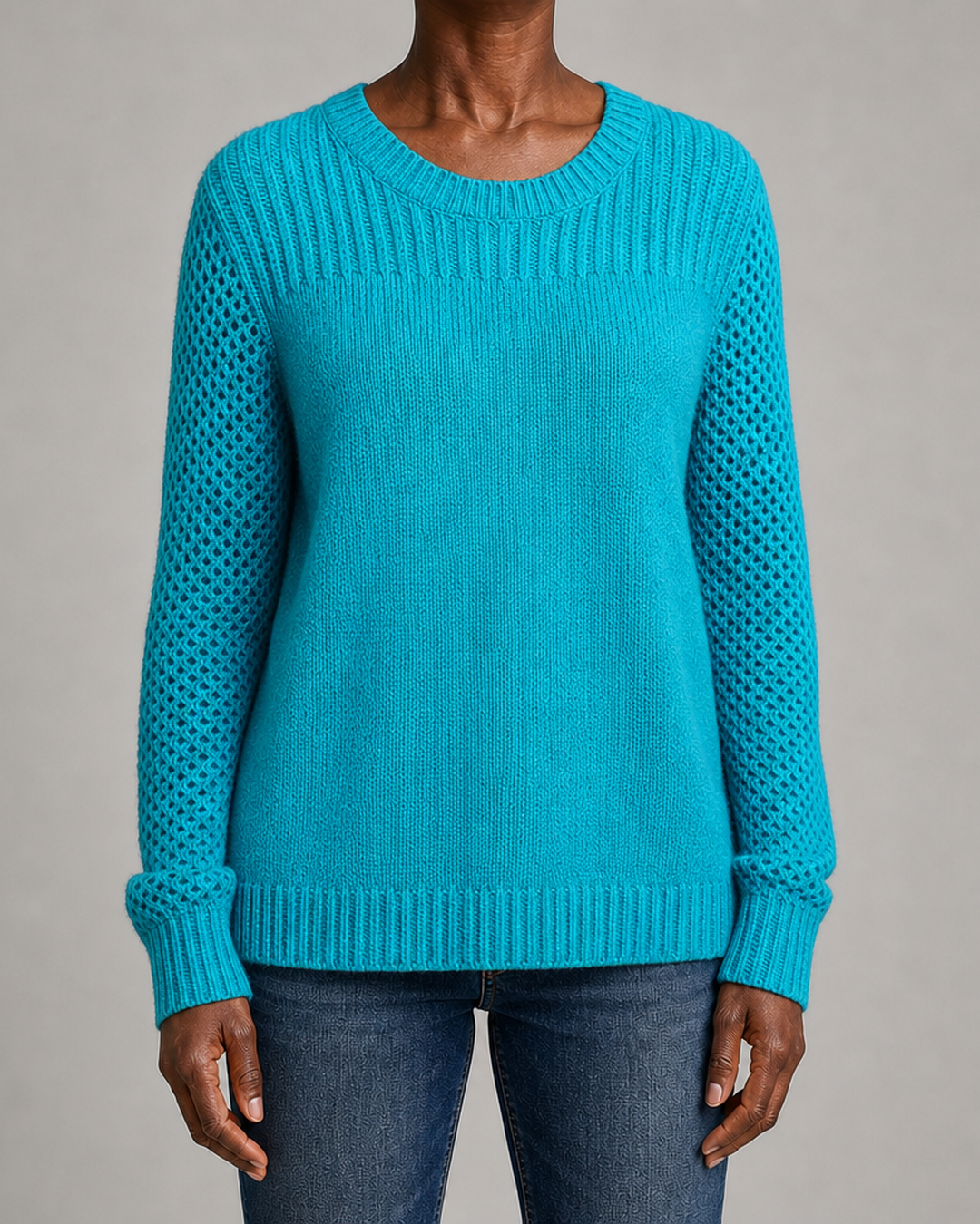 Lirienne | Textured Open-Knit Sleeves Sweater