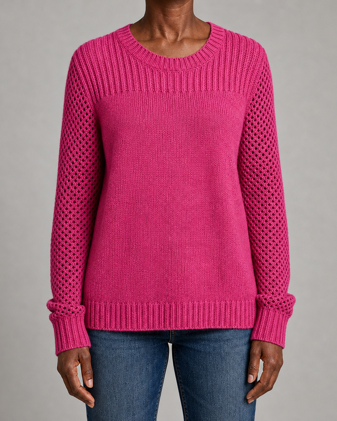 Lirienne | Textured Open-Knit Sleeves Sweater