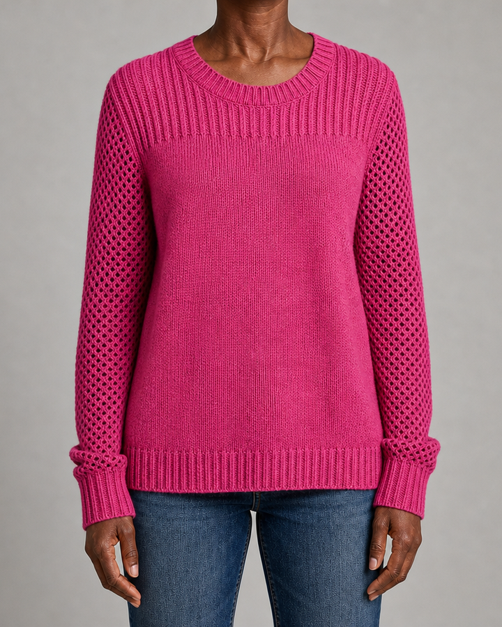 Lirienne | Textured Open-Knit Sleeves Sweater
