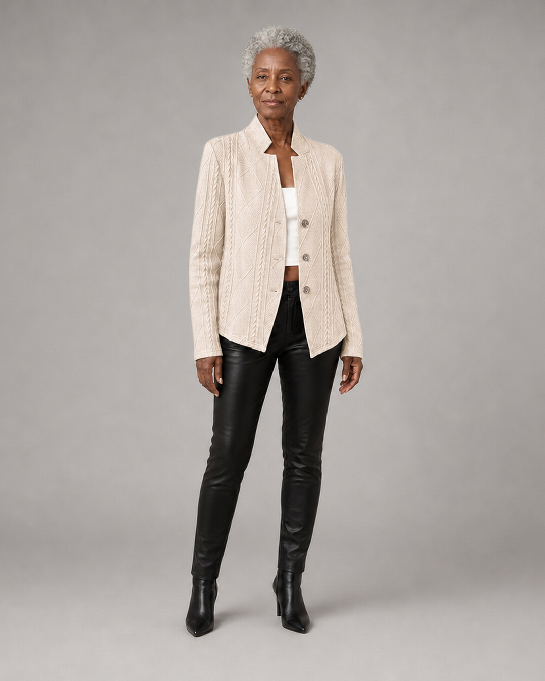 Loretta | Textured Button-Front Cardigan