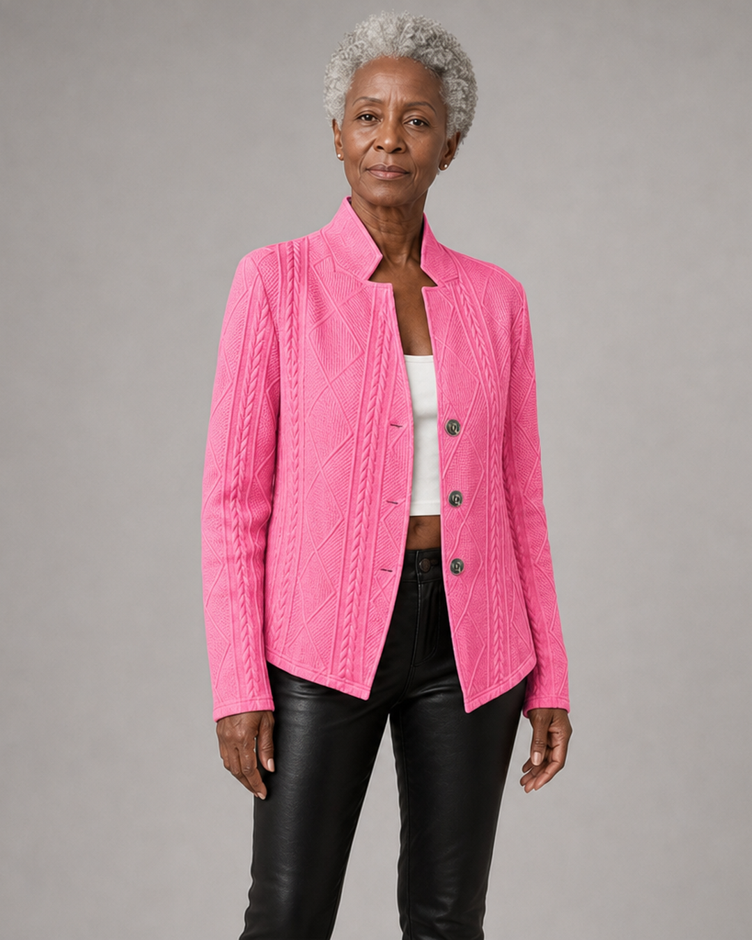 Loretta | Textured Button-Front Cardigan