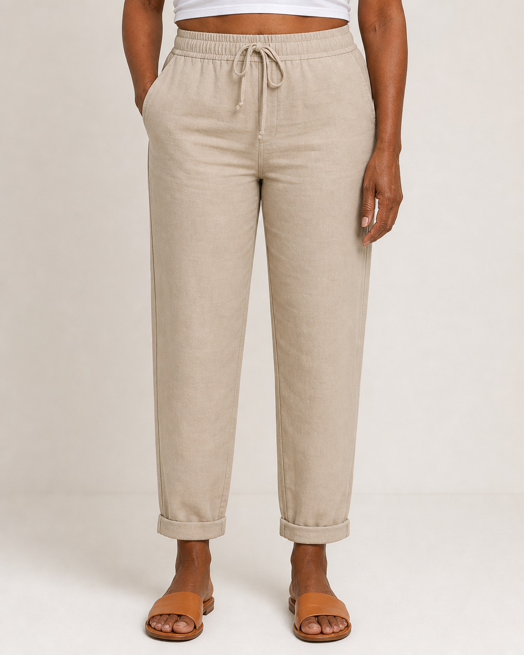 Lori | Elegant Breathable Pants — Beige