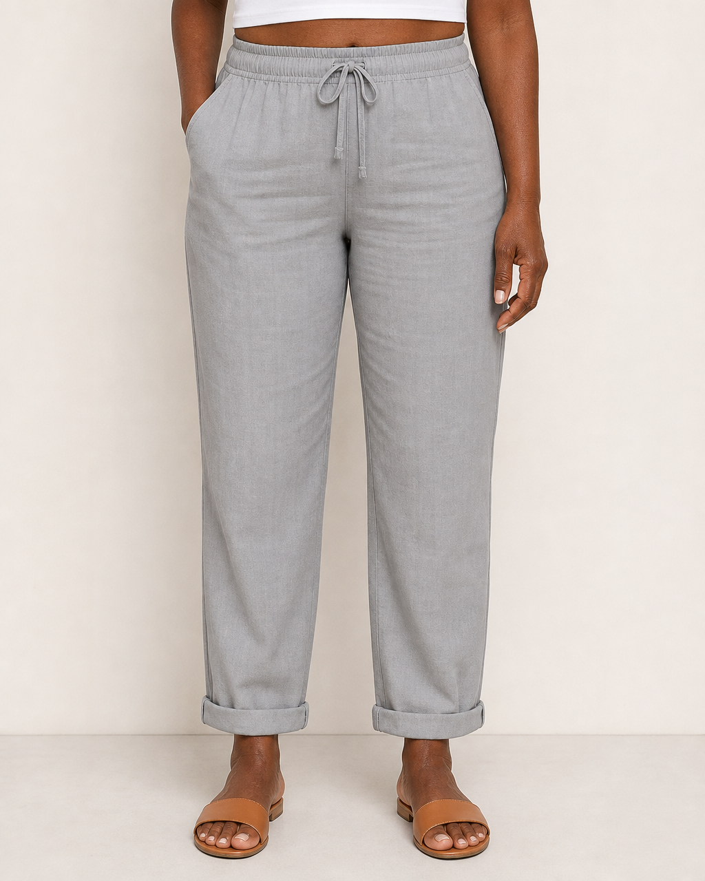 Lori | Elegant Breathable Pants — Light Gray