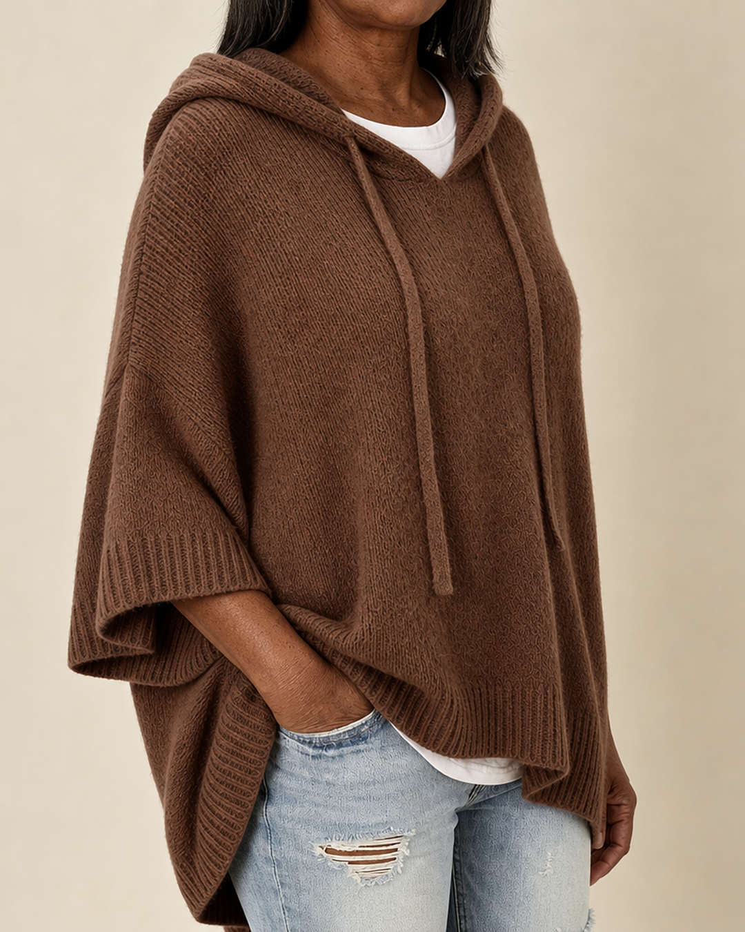 Louise – Brown Poncho Sweater