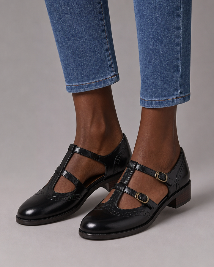 Calista | Leather Brogue Mary Janes