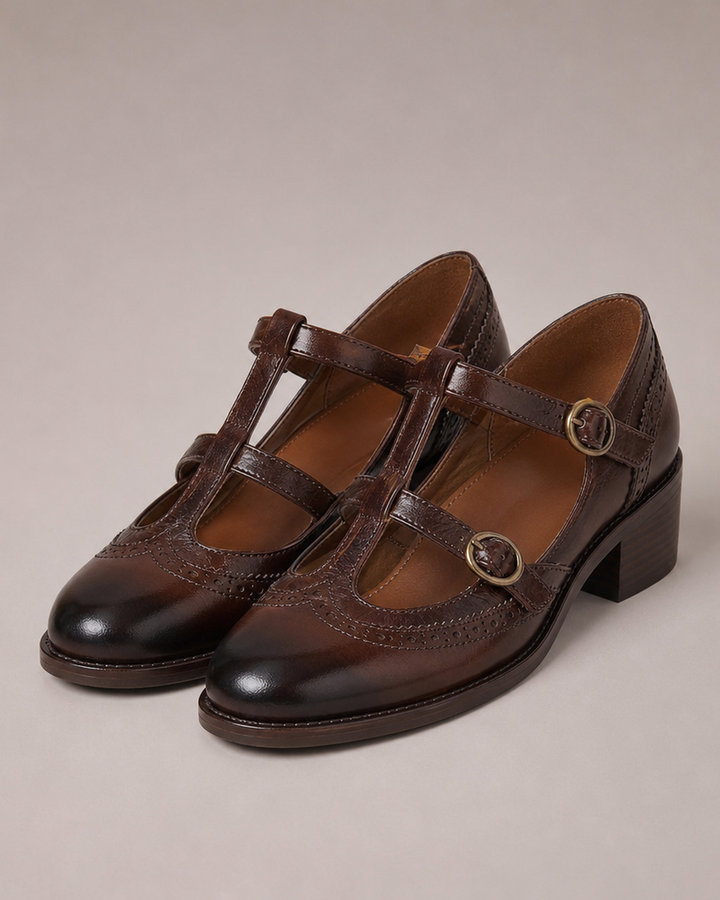Leanne | Leather Brogue Mary Janes