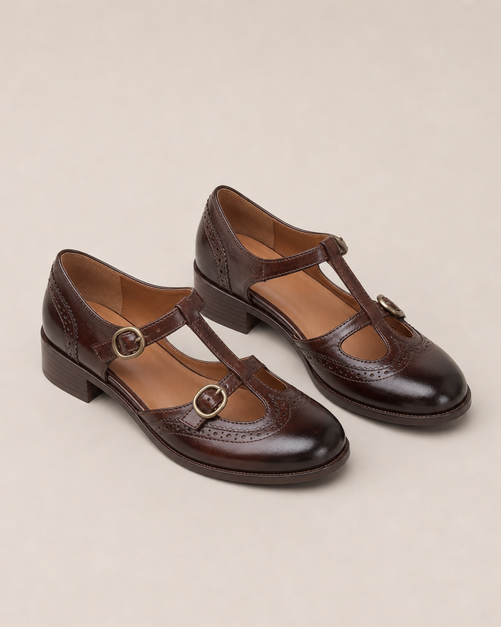 Calista | Leather Brogue Mary Janes