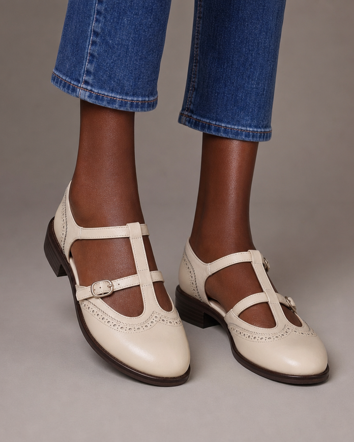 Calista | Leather Brogue Mary Janes