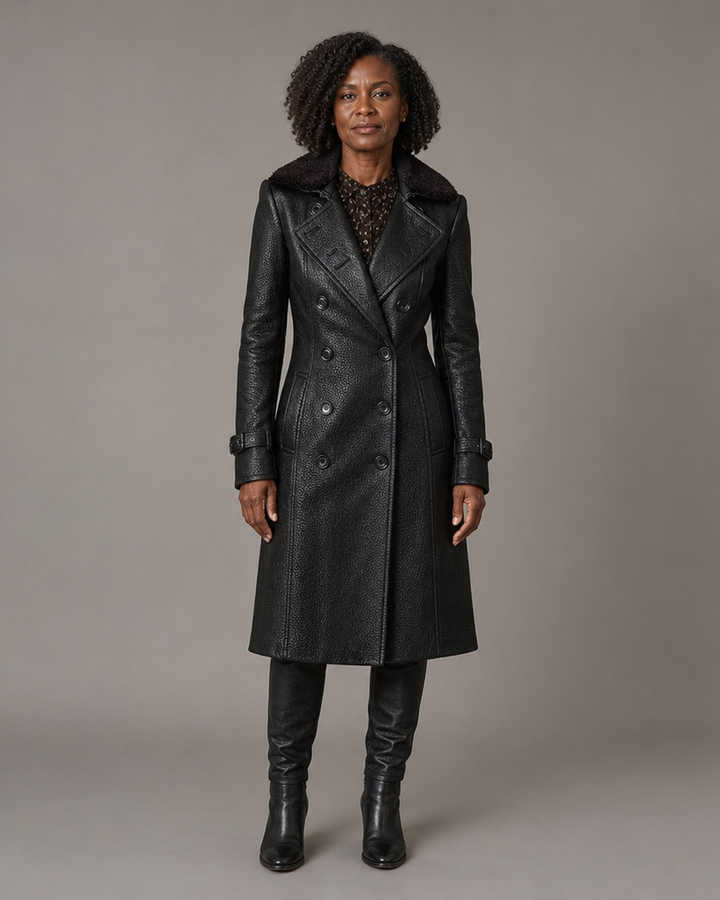 Women | Luxurious Faux Leather Trench Coat