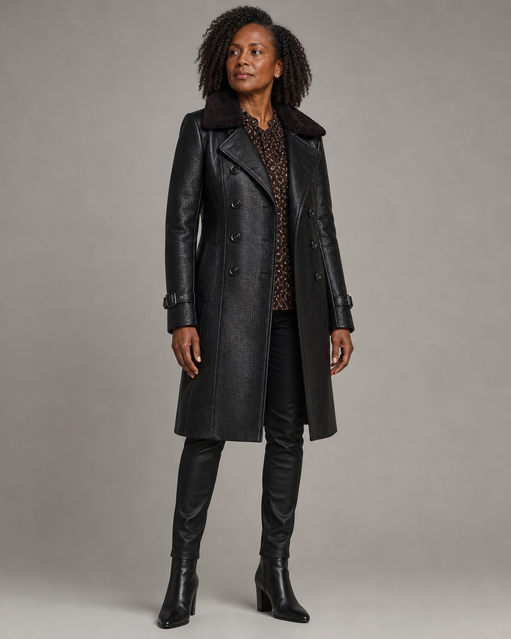 Women | Luxurious Faux Leather Trench Coat
