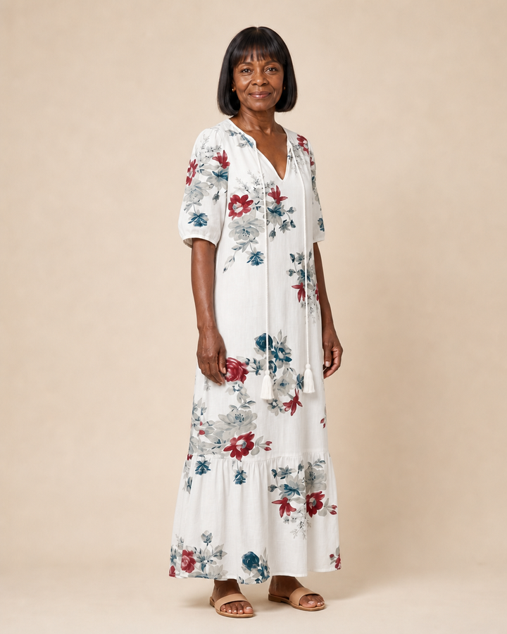 Tamsin | Wildflower Tassel-Tie Midi Dress
