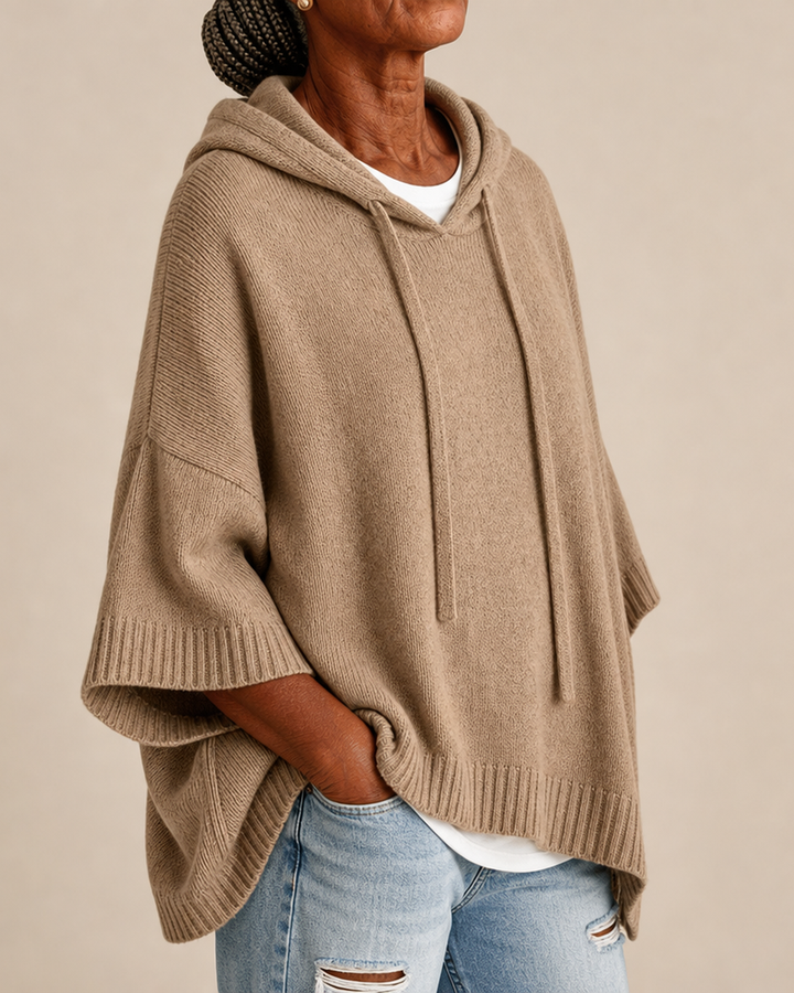 Manon – Taupe Poncho Sweater