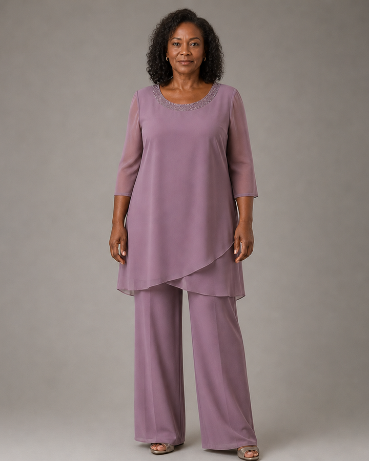 Marcella Asymmetric Tunic Formal Pant Set