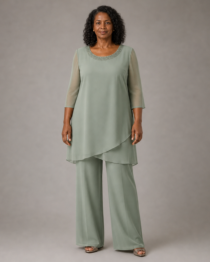 Marcella Asymmetric Tunic Formal Pant Set