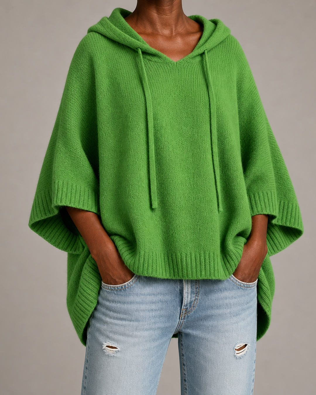 Margaux | Green Poncho Sweater