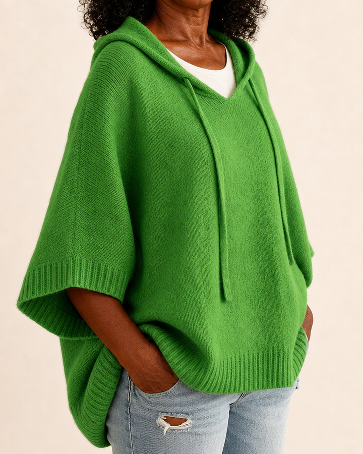 Margaux – Green Poncho Sweater
