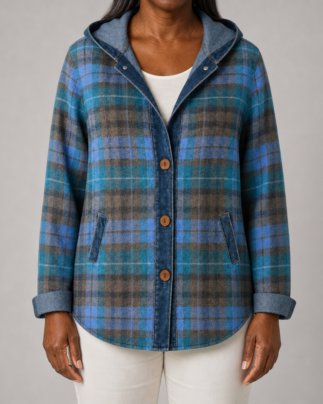 Maribeth | Hooded Plaid Shacket