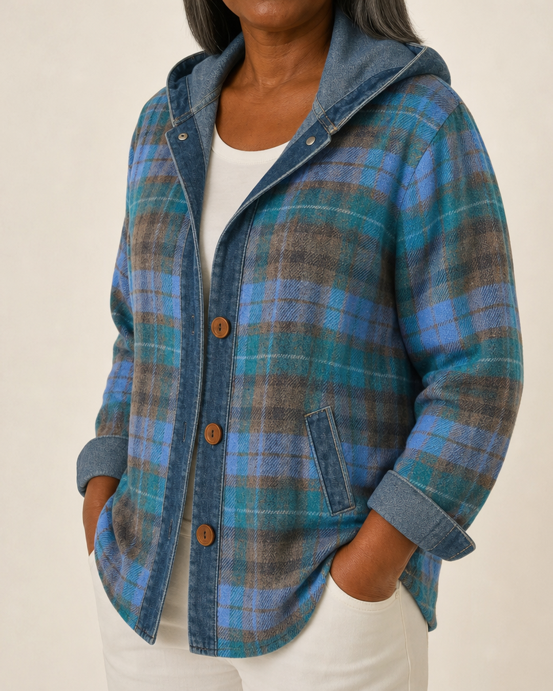 Maribeth | Hooded Plaid Shacket