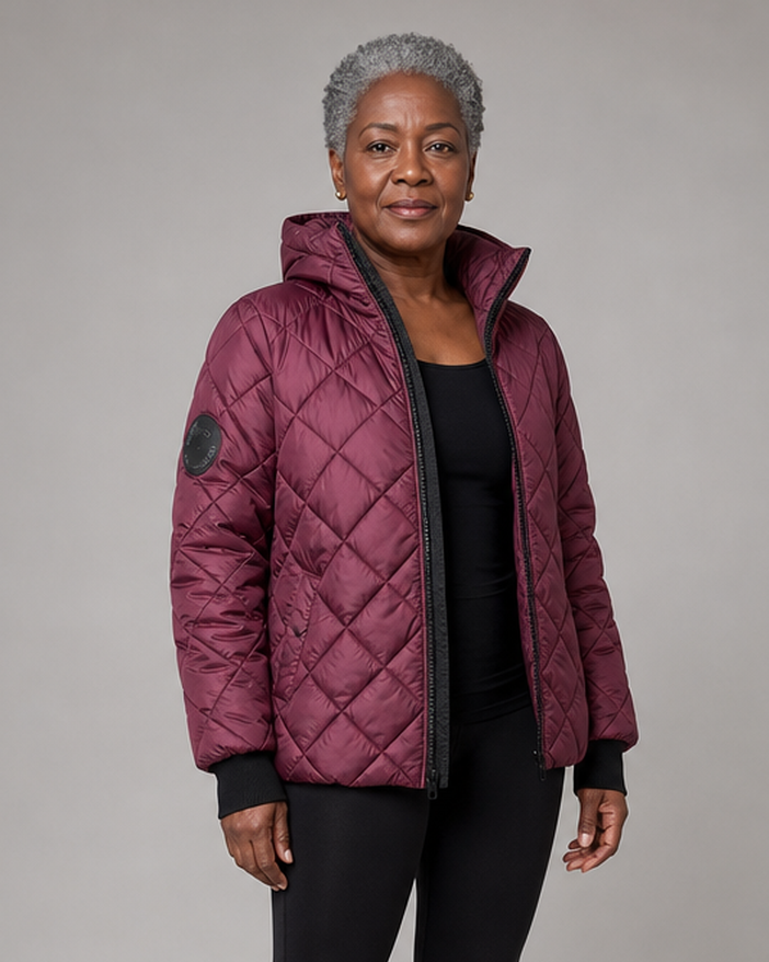Marina | Diamond Quilted Hooded Zip-Up Jacket