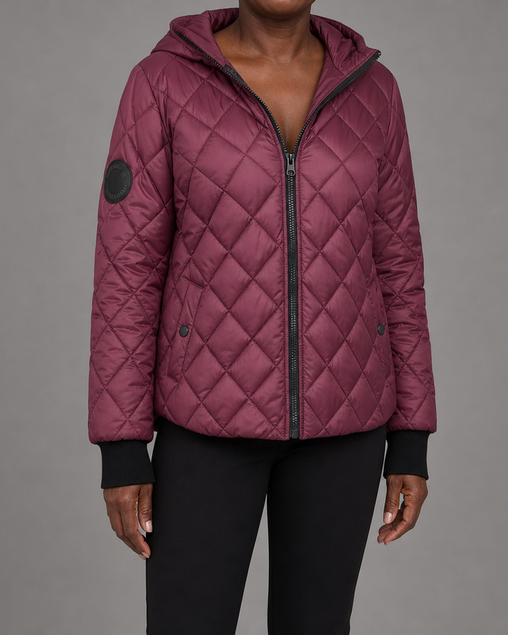Marina | Diamond Quilted Hooded Zip-Up Jacket