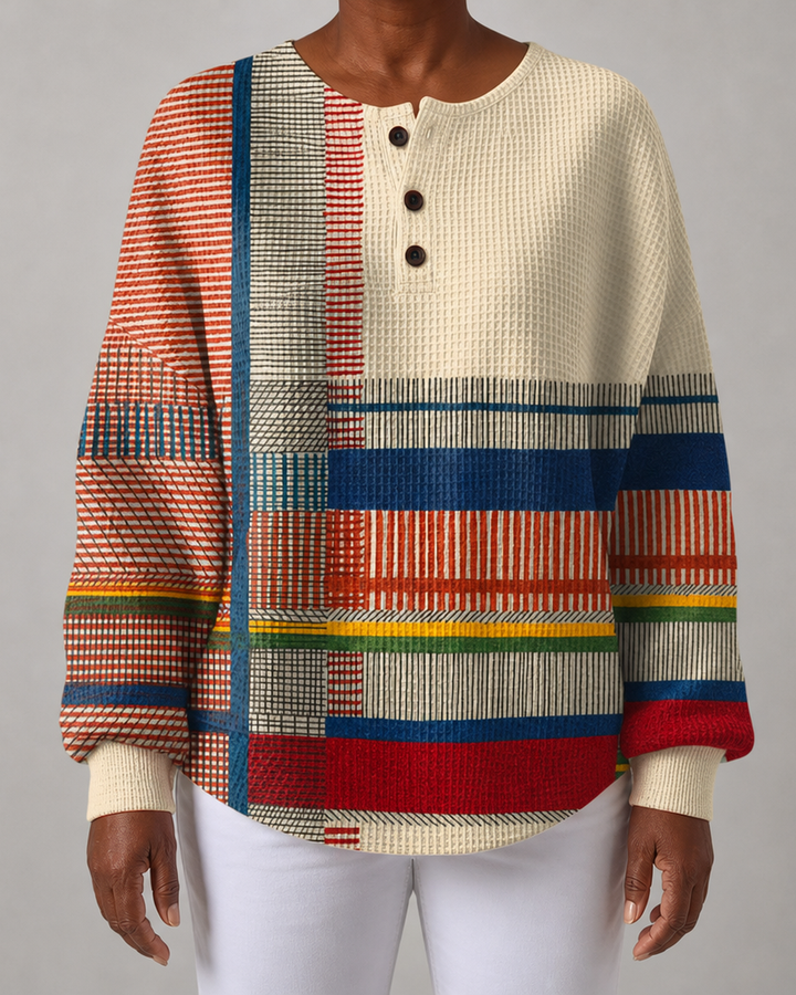 Marisela | Buttoned Henley Sweatshirt
