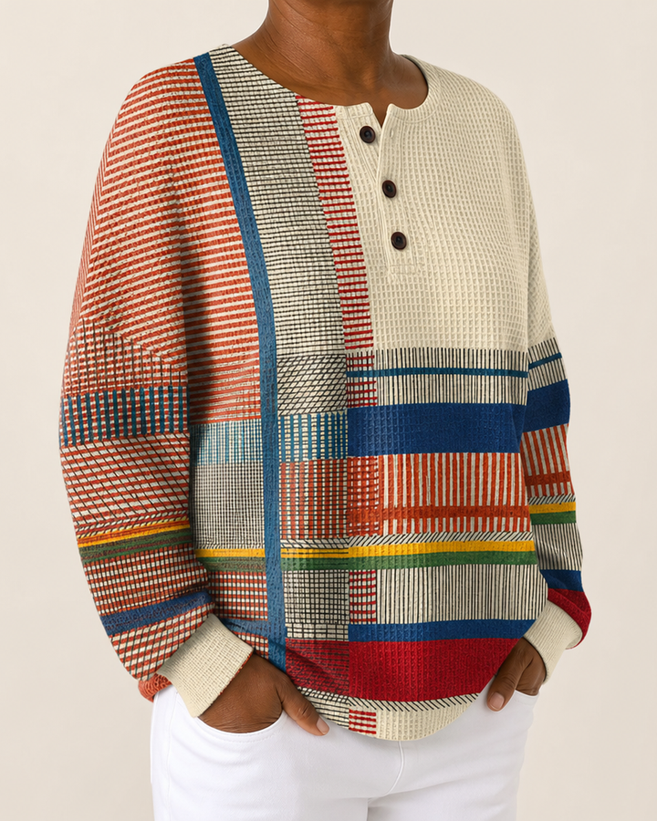 Marisela | Buttoned Henley Sweatshirt